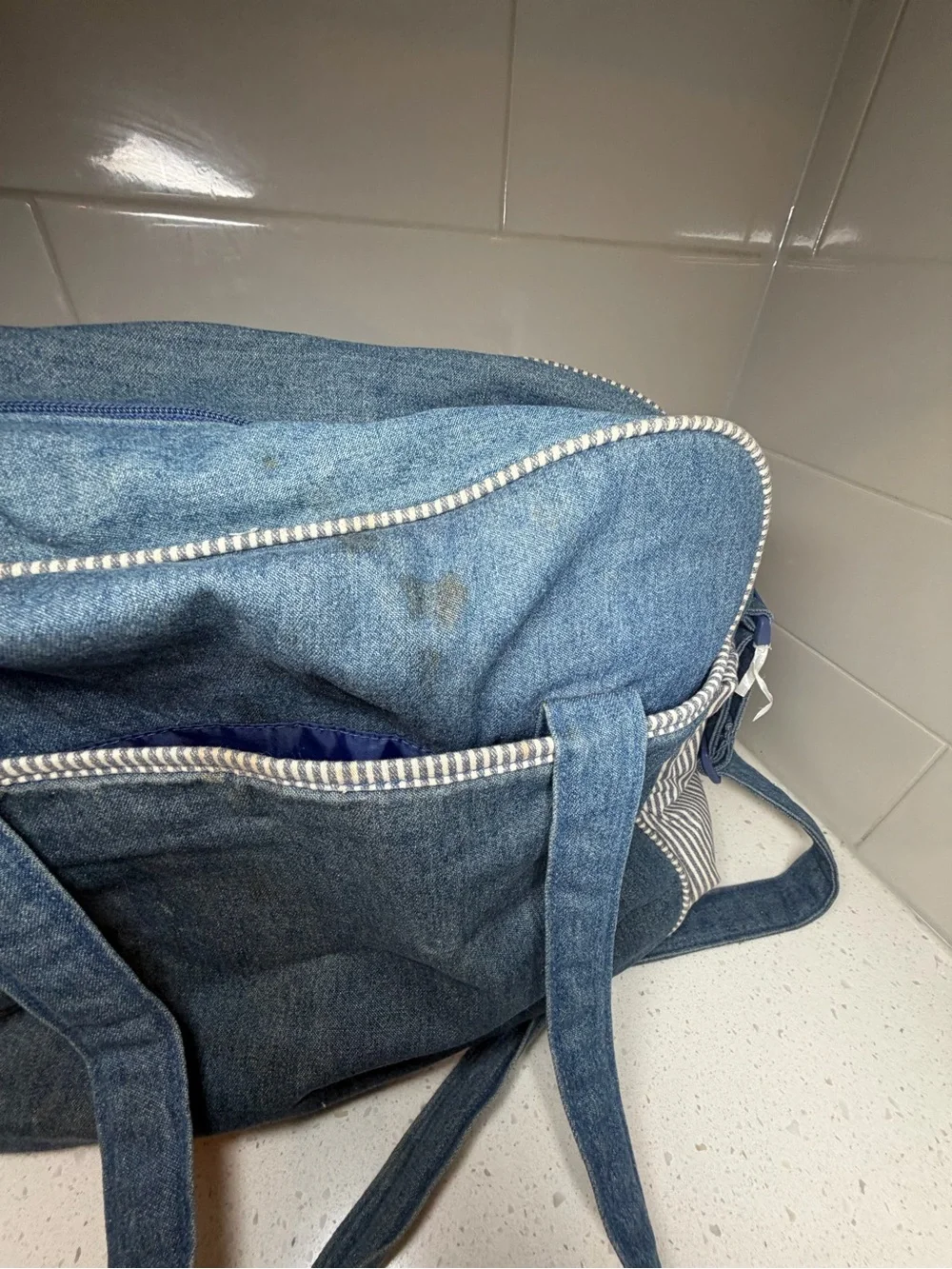 OshKosh Denim & Striped B'gosh Denim Railroad Pinstripe Diaper bag VINTAGE